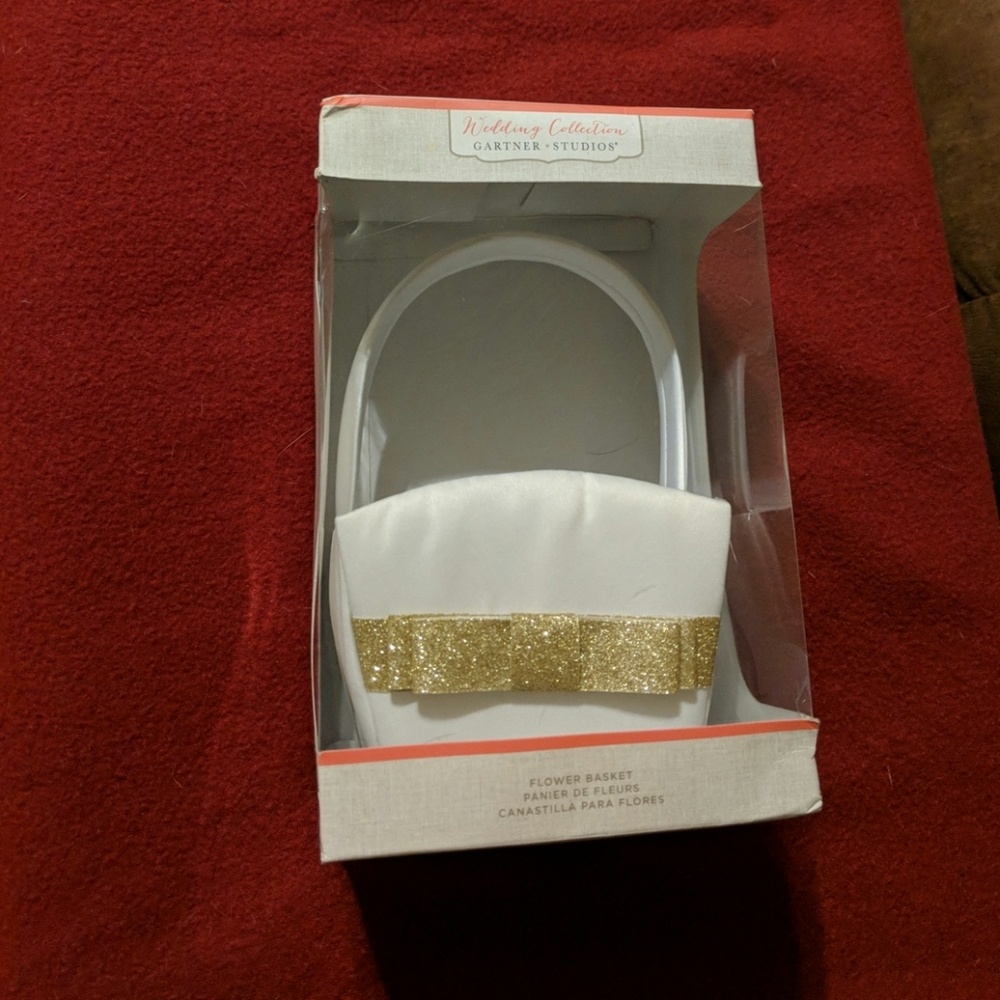 Gold Glitter Bow Flower Girl Basket